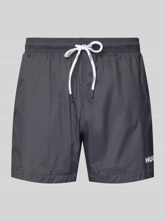 HUGO BOSS Badeshorts mit Label-Print Modell HAITI in Anthrazit, Gr&ouml;&szlig;e XXL