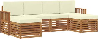 vidaXL Conjunto De Sof&aacute;s De Exterior 6 Uds. Natural Y Crema Vidaxl