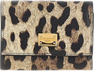 Dolce & Gabbana Leopard-print leather french flap wallet Woman One Size