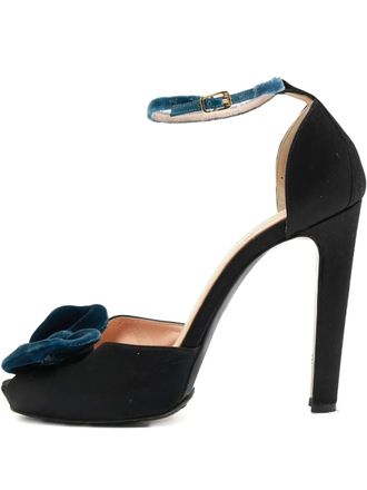 N&deg;21 125mm satin bow-detail sandals - Black