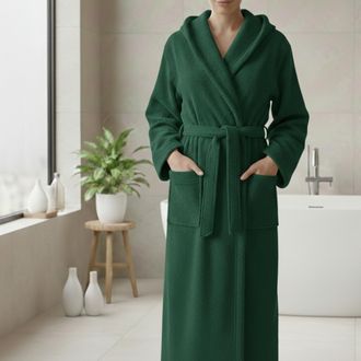 Dmora Bata Satotite, 100% Algod&oacute;n Con Capucha, Talla L, Verde
