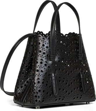 Alaia Womens Tote Bag Mina 20 Black Lambskin Handbags Hand
