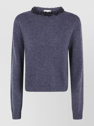 Semicouture cashmere virgin wool short sleeve round neck sweater