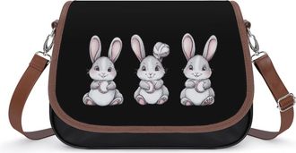 Generic Baseball Easter Bunny Rabbits Easter Day Womens Leather Crossbody Bags with Adjustable Strap Casual Printed Shoulder Handbag