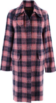 Louis Vuitton Pink & Blue Mohair Single Breasted Coat Size S