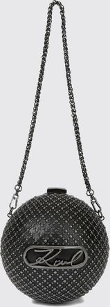 Karl Lagerfeld Spherical Polyurethane Mini Bag with Embroidery and Chain Handle