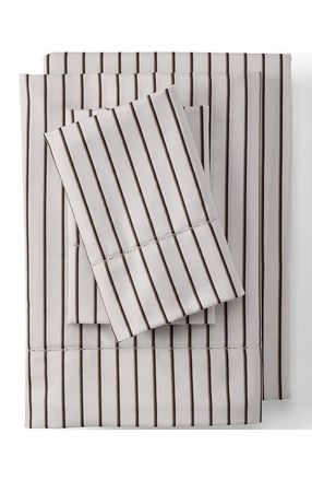 Lands End 700 Thread Count Luxe Sateen Egyptian Cotton No Iron Bed Sheet Set in Ivory/otter Twin Stripe at Nordstrom, Size King
