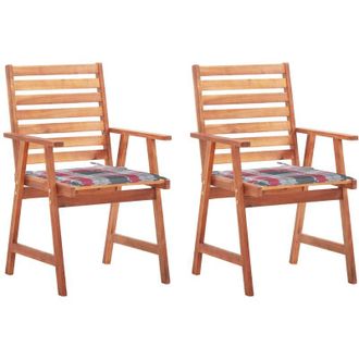 vidaXL Vidaxl - Sillas Comedor De Jard&iacute;n 2 Uds Madera Maciza Acacia Y Cojines