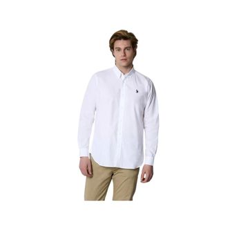 U.S.Polo Association U.S. Polo Assn., Casual Shirts, male, White, Size: 2XL Cotton Poplin Shirt