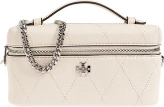 Tory Burch Charlie Quilted Vanity Case - Dames - Handtassen - Beige - ONE Size - Leer - Tassen