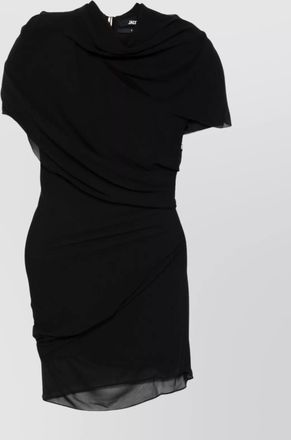 Jacquemus draped open back high neck short sleeve mini dress