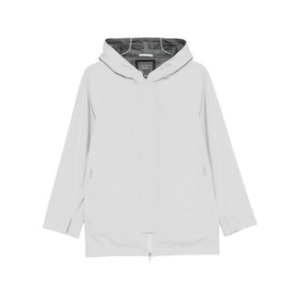 Herno Rain Jackets, female, Gray, Size: XL Zip-Up Hooded Coat