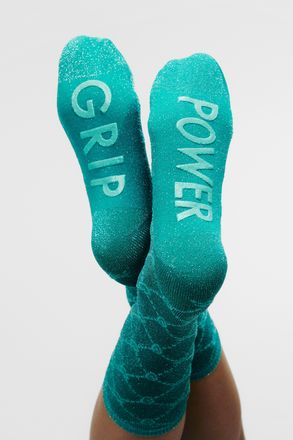 H&M Glitzernde Antirutschsocken - Turquoise
