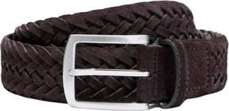 Scarosso Handgemaakte Geweven Riem van Su&egrave;de - Heren - Riemen - Bruin - 90 CM - Su&egrave;de - Accessoires