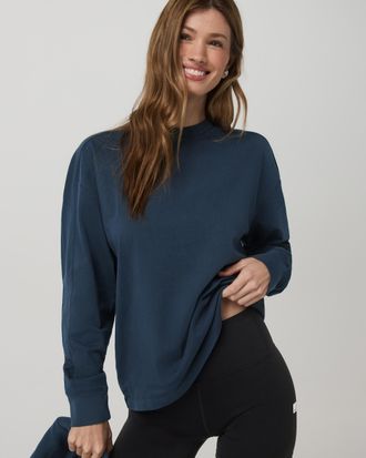 Vuori Clothing Long Sleeve Heavyweight Cotton Tee | Ocean Blue | XS, Size Extra Small