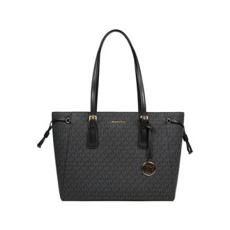 Michael Kors Voyager Large Signature Logo Top-Zip Tote Bag - Dames - Tassen - Zwart - Maat: ONE Size Zijde