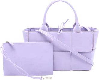 Bottega Veneta 2012-2025 Mini Lambskin Intreccio Arco Tote satchel - women - Lambskin - One Size - Purple