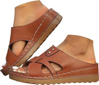 Generic Womens Orthopedic Wedge Sandals Breathable Straps Platform Slippers with Arch Support Casual Sandals for Women Open Toe Womens Walking Sandals Comfort