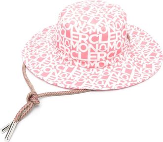 Moncler logo-print sun hat - women - Polyester/Polyester/Cotton - S - Pink