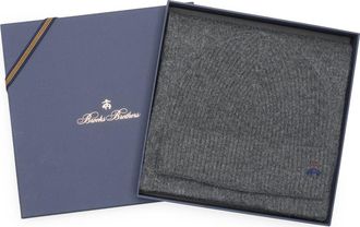 Brooks Brothers Wool Blend Beanie & Scarf Set in Charcoal at Nordstrom Rack