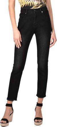 Frank Lyman Design Frayed Hem Denim Jeans In Black