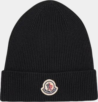 Moncler Men & apos;s Logo Emblem Wool-Knit Beanie Hat