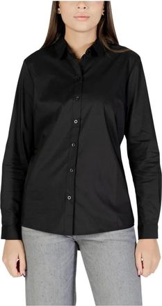 Jacqueline de Yong JACQUELINE de YONG, Shirts, female, Black, Size: XS Classic Round Neck Long Sleeve Button-Up Shirt