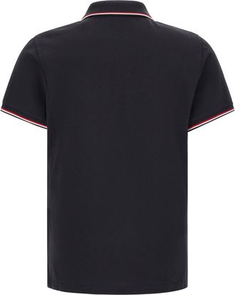 Moncler Tricolor Trim Polo Shirt - Navy