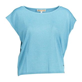 Kocca Sleeveless T-Shirt Boat Neck Logo - Dames - Ronde hals truien - Blauw - S - Truien & Vesten