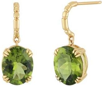 Bony Levy Iris Oval Cut Peridot Drop Earrings in 14 Yellow Gold at Nordstrom Rack