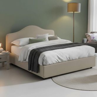 Dmora Dmora - Cama Matrimonial Dfiasch, Cama Contenedor Con Revestimiento De Tela, 100% Made In Italy, Apertura Frontal, Adecuado Para Colch&oacute;n Cm 160x200, T