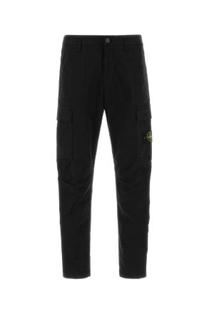 Stone Island Black Stretch Cotton Cargo Pant