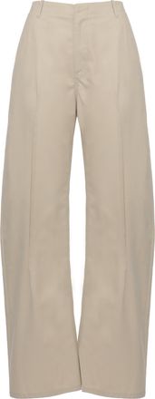 Maison Margiela Ivory Wide-Leg Cotton Trousers with Hidden Closure and Structured Silhouette