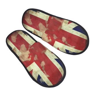 Generic Camping Slippers Vintage Union Jack British Flag Cozy House Slippers Non-Slip House Shoes For Holiday Room Travel M