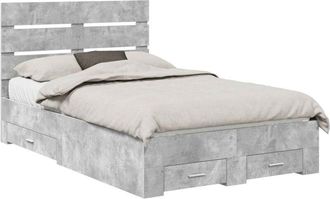 vidaXL Estructura De Cama Con Caj&oacute;n Gris Concreto 120 X 190 Cm Vidaxl