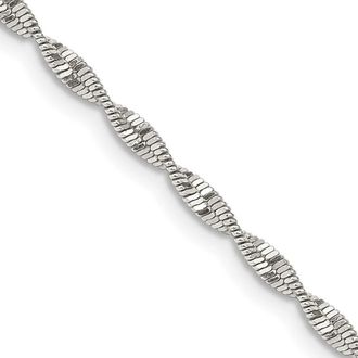 Diamond2Deal Sterling Silver 2mm Twisted Herringbone Chain Necklace