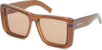 Saint Laurent Accessoires, Dames, Bruin, ONE Size, Nylon, Transparante Vierkante Zonnebril