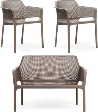 Nardi Net Bank + 2x Net Armlehnstuhl, tortora