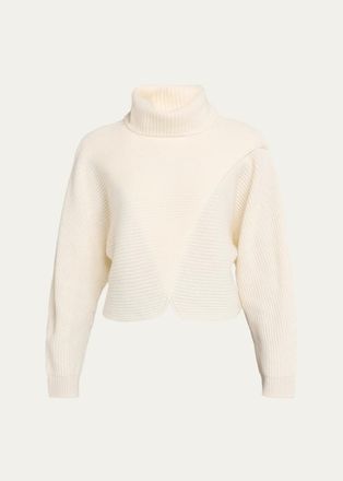 SIMKHAI Orlienne Ribbed Turtleneck Wrap Sweater