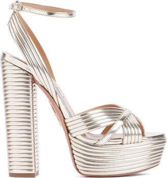 Aquazzura Schoenen, Dames, Geel, 40 EU, Leer, Sundance Plateau Sandalen