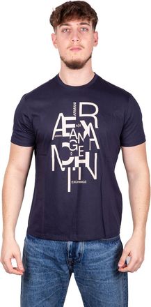 A|X Armani Exchange Mens Regular Fit Pima Cotton Large Logo Tee T-Shirt, Night Sky, M