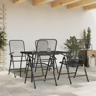 Berkfield Home 5 Piece Garden Dining Set Anthracite Metal Mesh in Black