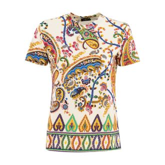 Etro Tops, Dames, Veelkleurig, XL, Katoen, T-shirt van bedrukt katoen