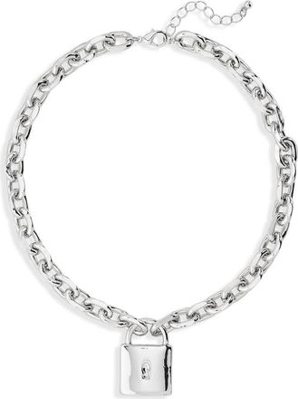 Nordstrom Rack Chunky Chain Lock Pendant Necklace in Silver at Nordstrom Rack