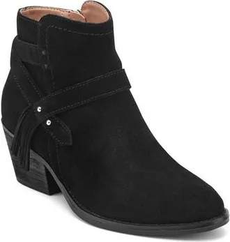 Earth Corbin Fringe Strap Ankle Bootie in Black at Nordstrom, Size 7.5