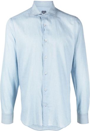 Fedeli poplin long-sleeve shirt - men - Cotton - 39 - Blue