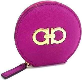 Ferragamo Purple Leather Coin Purse/Coin Case (Pre-Owned)