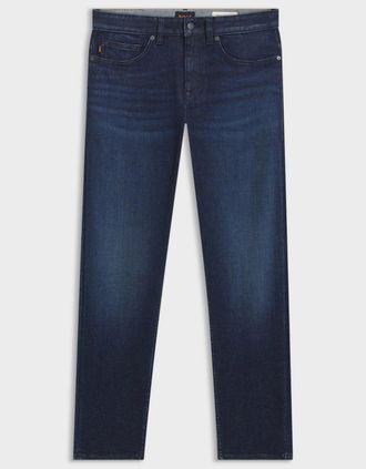 HUGO BOSS Mens BOSS Orange Delaware Mens Slim-Fit Jeans in Stretch Denim - Dark Blue 407 - Navy - Size: 34/34