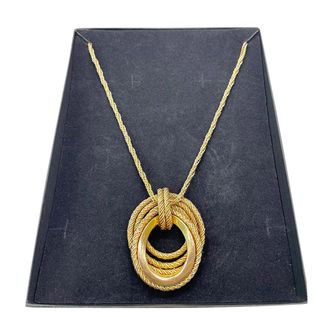 Dior Grosse Vintage Gold Plated Twisted Pendant Necklace Size M