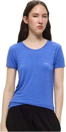 Emporio Armani TShirt MC logo viscose - Dames - T-shirts - Blauw - L - Tops